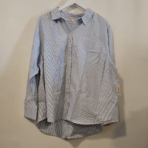 a.n.a Light Blue Striped Casual Shirt